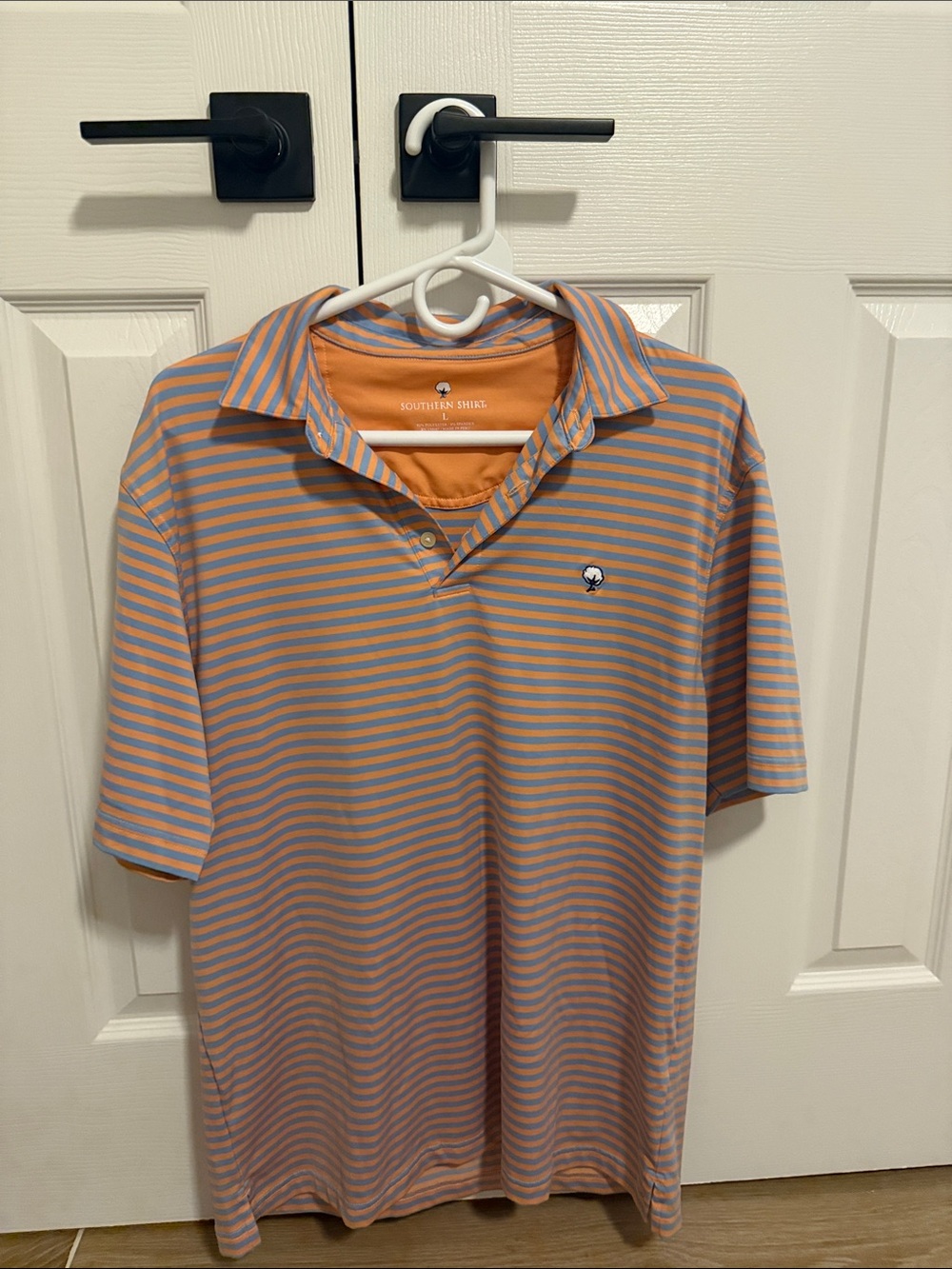 Orange & Light Blue Striped Polo Shirt